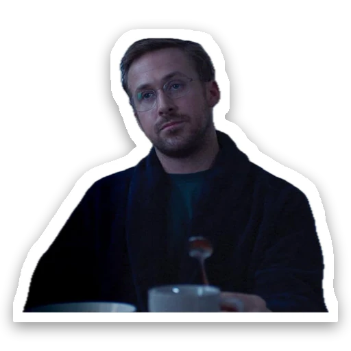 A man in a bathrobe staring blankly, haunted